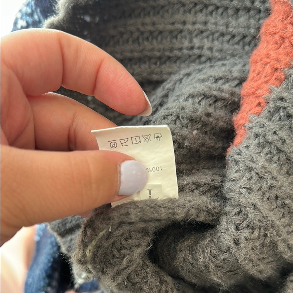 Cozy Colorblock Knit Sweater - Cream, Rust, and Gray - Picture 2 of 2